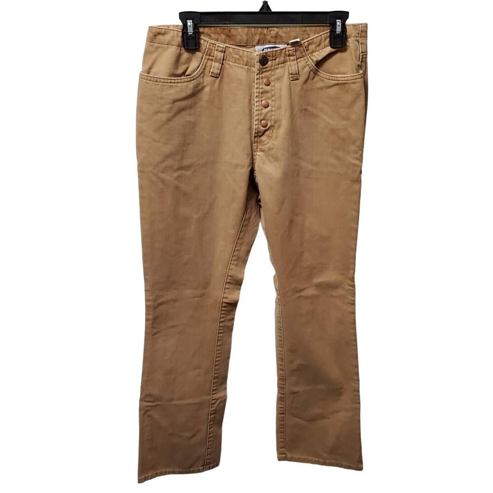 ❤️‍ VINTAGE Old Navy Y2K '02 Tan Push Button Jeans 10 ~ Retro Funky Hippie Boho